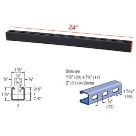 PHLKJL 4 Pack Starlink Base Mount DIY 1-5/8" 12 Gauge Metal Strut Channel, Slotted,Steel Shelf Bracket,Display Bracket,DIY Projects,24“ Long.