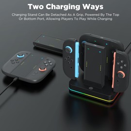 Yaskyly Switch 2 Joycons Controller Charging Station 4-in-1 NS Switch 2 Charging Station Stand with RGB Light, Playing While Charging & 4 Joycons Charging Slots, Switch 2 Chargers Stand Gift