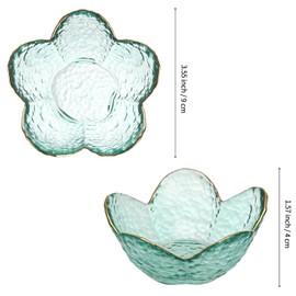 KUKUVR 2 Pieces Ring Dish Jewelry Tray, Floral Glass Jewelry Holder Tray for Rings Earrings Necklace Bracelet, Small Cute Trinket Dish for Nightstand Bathroom dresser decor (Green)