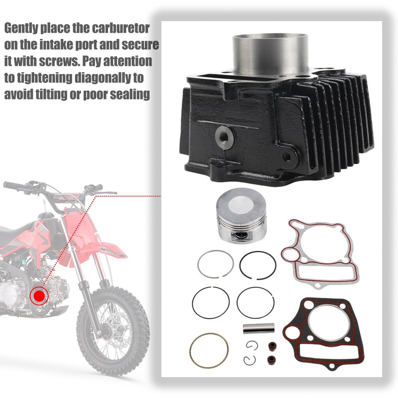 PowerMotor 52.4mm Cylinder Assembly with Gaskets and Piston Ring Rebuild