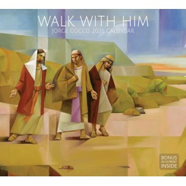 Altus Fine Art 2026 Christian Wall Calendar, Walk with Him by Jorge Cocco, Modern Cubism-Inspired Jesus Christ Art, 13.25x24 Inch, Bible Verses, Altus Fine Art