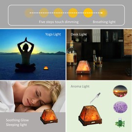 USB Himalayan Rock Salt Lamp, Natural Crystal Salt Light, Mini USB LED Night Lamp with 6 Way Dimmer Switch, Smart Heating Night Light for Decoration Gift, Sleeping Aid and Stress Relief, A-Shape