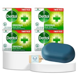 Anti-Bacterial Original Soap Bars 4 x 100g (Total 4 Bars) with Portable Soap Dish and Lid – Soap Bars Multipack, Antibacterial Soap Bar Protection, Hand & Body Soap Bar, Ideal for Home, Gym & Travel