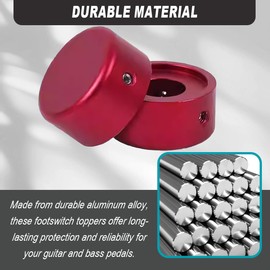 GATSUZG 6 Pcs Guitar Pedal Footswitch Toppers, 6 Color Aluminum Alloy Foot Nail Caps Guitar and Bass Effects Pedal Protection Cap for Effect Pedal Switch, with Guitar Pick