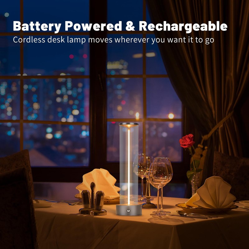 HAPYGI Indoor/Outdoor Portable Metal Table Lamp, Rechargeable Wireless Touch Switch
