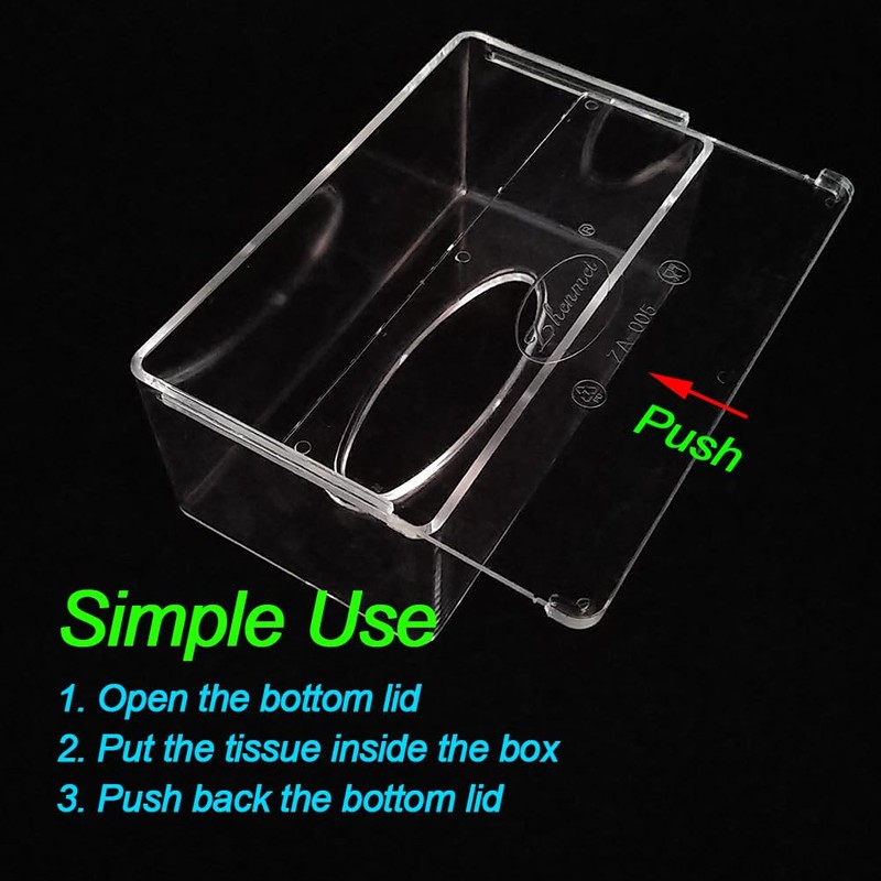 Square Clear Acrylic Tissue Box, Box Covers Rectangular, Bathroom Facial