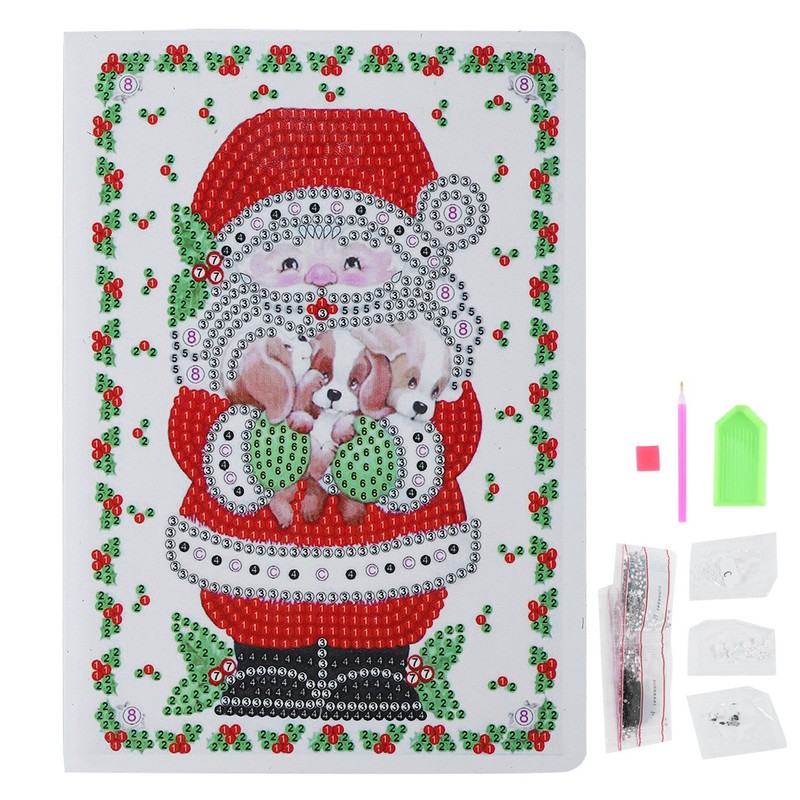 DIY Christmas Santa Claus Pattern Diamond Painting Notebook Kits Decoration