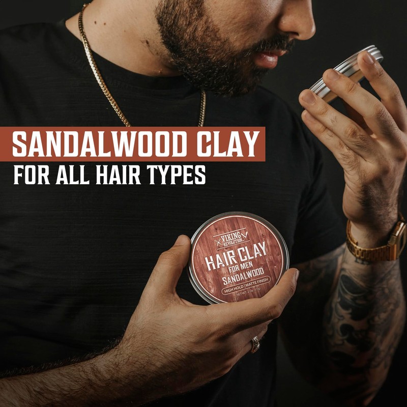 Viking Revolution Sandalwood Hair Clay – Strong Hold & Matte