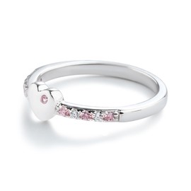 Precious Pieces Sterling Silver Baby Ring with Puff Heart and Pink CZs for Babies, Toddlers, Little Girls, Stackable or Pinky Ring for Teens and Women (Size 4)