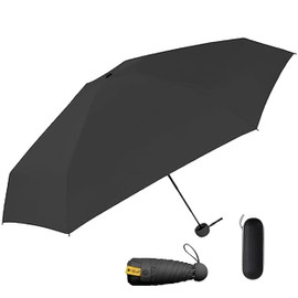 DDUP Folding Travel Umbrella,6 Ribs Mini Umbrella Small UV Umbrella Anti-UV Compact Umbrella Windproof Sun Rain Portable Pocket Lightweight Umbrella with Capsule Case for Kids Girls Women Purse-Black