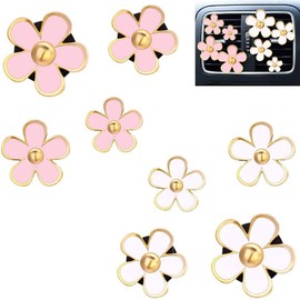 Unifizz Car Air Fresheners, 8 Pcs Car Scents Vent Clip Air Freshener, Flower Air Freshener Car Clips, Pink & White