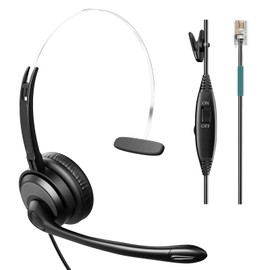 Voistek Corded RJ9 Telephone Headset with Noise-Canceling Mic for Cisco Phone Headset, Compatible with Plantronics M10/M12/M22/MX10 Amplifiers and Cisco IP Phone Series 6900/7800/7900/8800/8900/9900