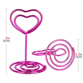 Biiange 20pcs Mini Place Card Holders, Heart Place Table Number Holders, Table Card Holders for Photos, Food Signs, Memo Notes, Weddings, Restaurants, Birthdays (Pink)