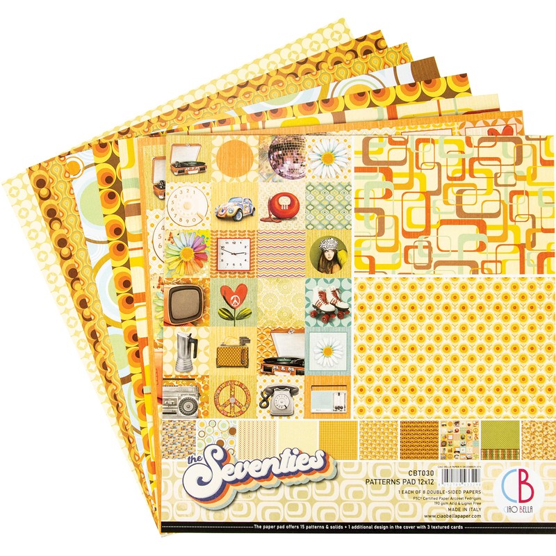 CIAO BELLA PAPER Paper PAD 12" 8/PKG, The Seventies, 8