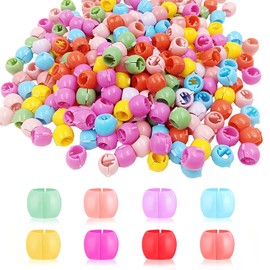 200 PCS Clip on Beads for Kids Hair,Bead for Kids Girls,Cute Rainbow Mini Hair Clips,Plastic Rainbow Mini Beads,Suitable for Children Girls Women Accessories