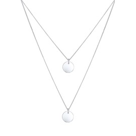 Elli Women's Necklace with Plate Pendant 2-Layered Circle in 925 Sterling Silver 45 cm Long - Silver, size: 45 cm