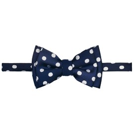 Retreez Pajarita clásica de microfibra tejida con lunares, blanco, azul marino, (Navy Blue With White Dots), 24 Meses-4 Años