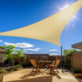 Amagenix Curved Sun Shade Sails Canopy, Beige Outdoor Shade Canopy 16'X16'X16' 95% UV Block Breathable Canopy for Outdoor Patio Garden Backyard (We Make Custom Size)