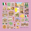 Navy Peony Historical Rome Travel Stickers (28pcs) - Gouache Style,