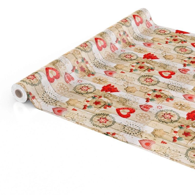ANRO Christmas Tablecloth, Washable, Oilcloth, Red, Beige, 180 x 140