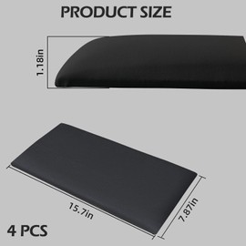 Elvone Upholstered Headboard Panels, 4 Panels Sized 7.8" x 15.7" Peel and Stick Padded Wall Panels for Kids, 3D Anti-Collision Wall Mounted Bed headboard for Full, Black