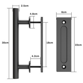 WOLFBIRD WOLFBIRD 30CM Scheunentorgriff, Schiebetr zieht-Griff, Schwarz Trgriff, Schiebetr Handgriff, Kchengriffe, Schiebe Trgriff, fr Eine Holztr, Schranktr 2PC