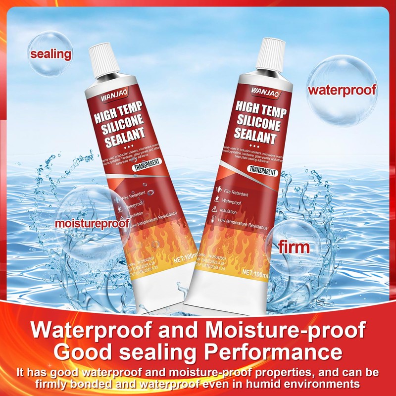 WANJAO 482°F High Temp Silicone Sealant, High Heat Silicone Sealant