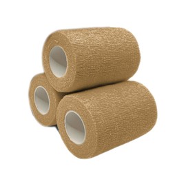 Endure Cohesive Bandage Wrap, Self Adherent Wrap 3 inch x 5 yd, Adhesive Flexible Breathable First Aid Gauze, Stretchable and Ideal for Athletic Use, (Pack of 3 Rolls) (Tan)