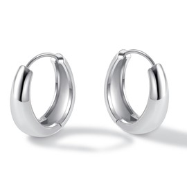 micuco Chunky Gold Hoop Earrings for Women - 18K White Gold Plated Lightweight Hollow Hypoallergenic Earrings for Women