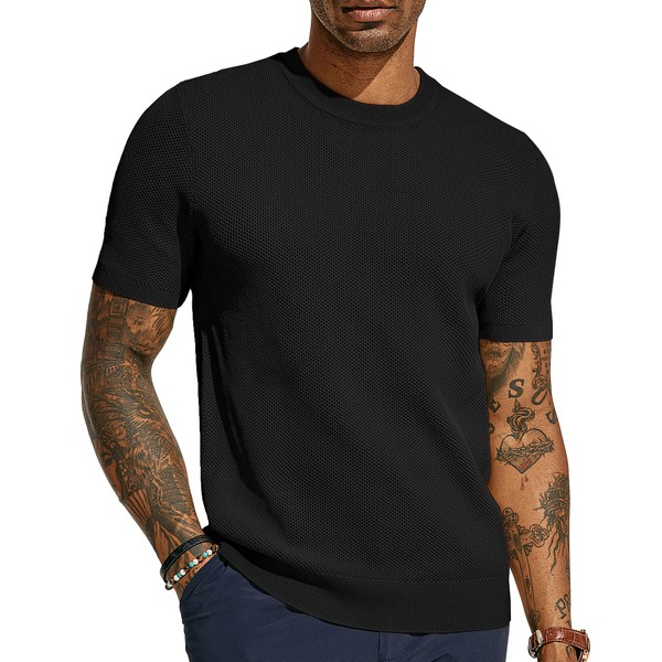 PJ PAUL JONES Mens T-Shirts Heavy Weight Honeycomb Waffle Knit