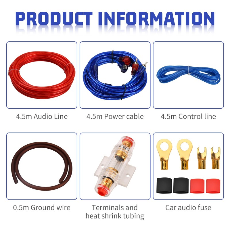 Car Cable Set, Car Amplifier Cable Set for Car Amplifier