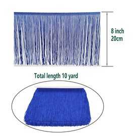 8 Inch Width Blue Fringe Trim 10 Yards Long Tassel Sewing Trim for DIY Craft Clothing and Dress Decoration (Blue)