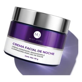 MIST JEWEL Crema de Noche Facial con Niacinamida, Ácido glicolico, Retinol, Elastina y Colágeno | Crema reparadora e hidratante de cuidado facial para uso nocturno skin care hombre y mujer