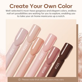 Modelones Acrylic Powder, 6 Pcs Nude Nail Acrylic Powder Set All Seasons Skin Tones Brown Neutral Nail Acrylic Powder for 3D Acrylic Nail Art Nail Carving French Nail Extension, Gifts for Women