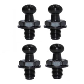 Ramor Strutz Four Black Ball Stud Bolts for Gas Struts, Boot Lid, Tailgate or Bonnet. 10mm Ball, 10mm Long Thread, M6 Thread with Washer.