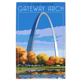 Lantern Press 16x24 Inch Giclee Art Print Wall Decor, St. Louis, Missouri, Gateway Arch in Fall