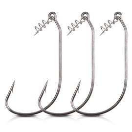 Twistlock Fishing Hooks with Centering Pin, 30pcs Twist Lock Hooks Worm Hooks for Bass Fishing Unweighted Swimbait Hooks for Soft Plastics Saltwater Freshwater Fishing