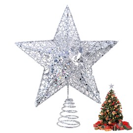 Soneinex KEYIDO Silver Star Tree Topper Christmas Tree Star Topper Xmas Tree Star for Christmas Decorations Home Decor (Silver), 20cm