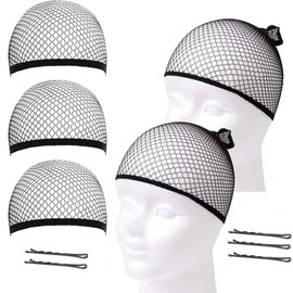 DOUBUYONGYI Wig Net, Cosplay, Wig Net, Black, Set of 5, Painless, Hair Bundles, Net, Unisex, Elastic, Anti-Slip, Wig Accessory