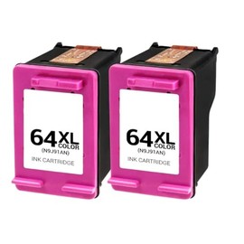 Compatible Ink Cartridge Replacement for HP N9J91AN (64XL) Tri-Color Ink Ctg (450 YLD) for use in 6220, 6222, 6222 All-in-On, 6230, 6232, 6234, 6255, 7120, 7130, 7134, 7155, 7820 (2 Pack)