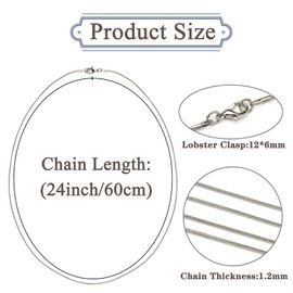 Forise - 24 cadenas de collar con cierres de langosta bañadas en plata de 1,2 mm para hacer joyas, 18 pulgadas