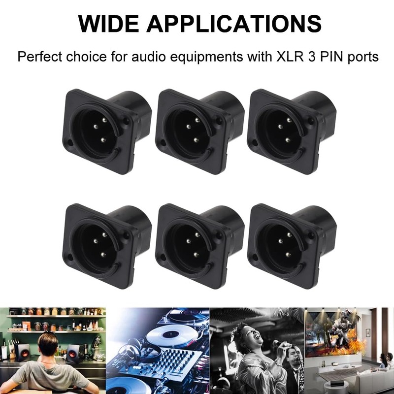 Greluma 6 PCS XLR Male 3 Pin Panel Jack XLR