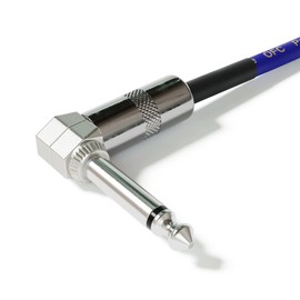 ExcelValley - 1 Piece - Right Angle Guitar Pedal Effect Mono Patch Cables Leads - 6.35mm 1/4" [Silver - Blue | 20 cm - 7.87"]