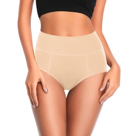 ASIMOON Tummy Control High Waisted Underwear for Women Cotton Plus Size Full Coverage Panties Ladies Briefs L