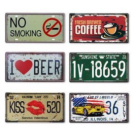 TK.tech American Goods Vintage Metal Plate Set of 6 Retro Decor Antique Home Decor Garage/Cafe Wall Sign