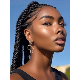 FaithHeart African Map Huggie Hoop Earrings for Women Silver Drop Dangle Earrings Stainless Steel African Continent Outline Earrings