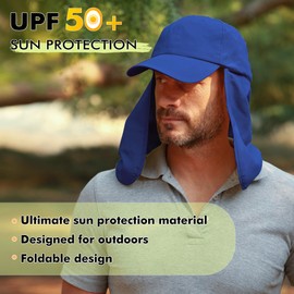 Tirrinia Fishing Hat with Neck Flap, UPF 50+ UV Sun Protection Cap, Adjustable hat for Hiking Cycling Climbing Gardening