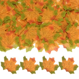 M METERXITY 200-Pack Artificial Maple Leaves, Fake Fall Leaves Faux Autumn Leaves for Thanksgiving/Wedding/Party/Wreaths Decor/Scrapbooking Crafts [Red Yellow Green]