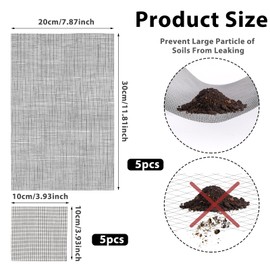 Flower Pot Hole Mesh Pad 10PCS 11.8 X 7.8 Inch/ 3.9 X 3.9 Inch Plastic Mesh Screen DIY Drainage Netting Pot Bottom Grid Mat Plant Drainage Screen Mesh Bonsai Mesh Keep Soil from Flowing Away