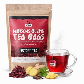 Hibiscus Tea Bags - 30 Count Herbal Tea Blend with Ginger, Mint, Cloves & Pineapple | Caffeine-Free | Sugar Free | Premium Refreshing Wellness Hibiscus Tea